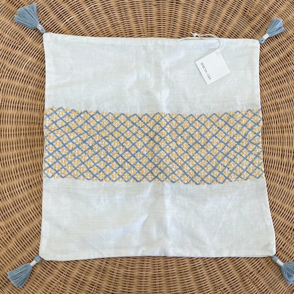 NEW Serena & Lily Verona Pillow Cover (22” SQ)-Coastal/Sunflower